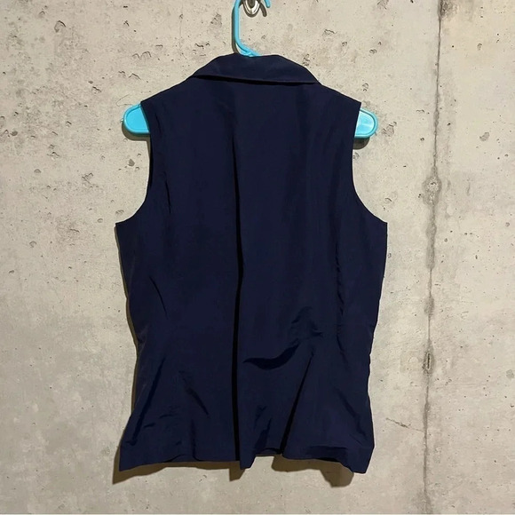 LRL Ralph Lauren Active Womens Medium Blue Zip Up Collared Vest Pockets - Picture 5 of 9